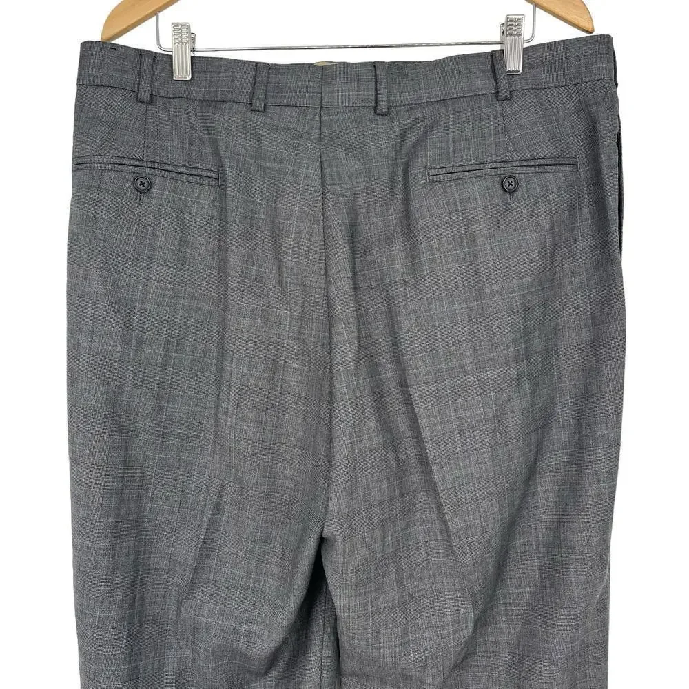 Vintage‎ 90’s Bill Blass Dress Pants Plaid Straight Leg Gray Blue 38” Waist